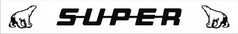 Bemusterungsbeispiel f�r Hecksch�rze: Schwarzer Schriftzug SUPER mit zwei B�renmotiven.