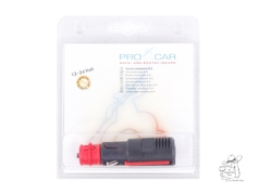 Pro Car Universalstecker 12/24V, 8A, schwarz-rot, in transparenter Blisterverpackung.