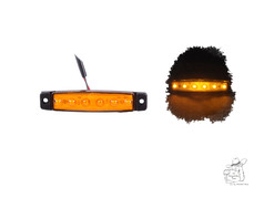 Orangefarbene 6-LED Markierungsleuchte mit schwarzem Geh�use, einmal ausgeschaltet und einmal leuchtend abgebildet.