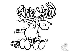 Schwarz umrissener Cartoon-Elch mit gro�em Geweih, der l�uft.