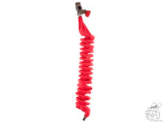 Roter, leicht gl�nzender �berzug f�r Luftschlauch aus Polyamid-Elasthan-Gewebe mit Metallanschluss.