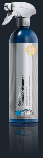 Blaue Spr�hflasche Koch Chemie Insect&Dirt Remover mit silbernem Spr�hkopf und grauem Etikett.