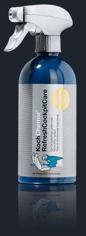 Koch Chemie RefreshCockpit Care: Eine dunkelblaue Spr�hflasche f�r die Fahrzeuginnenraumpflege.
