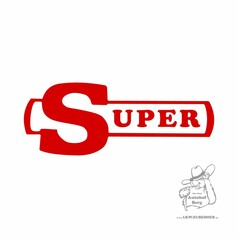 Roter "SUPER" Schriftzug im Old School Design.