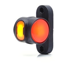 Schwarze LED Pendelleuchte mit leuchtend oranger Seite und roter R�ckseite.