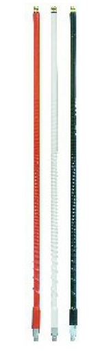 Fire Stik Antennenst�be aus Fiberglas in Rot, Wei� und Schwarz, mit gerippter Oberfl�che.