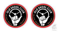 Rundes Aufkleber-Set, schwarz-rot, mit wei�er Hand am Lenkrad und Text 