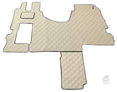 Einteiliges Bodenset f�r LKW in Creme mit doppelt gen�htem Waffelmuster und schwarzer Einfassung.