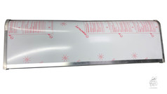 Leuchtkasten mit silbernem Aluminiumgeh�use und wei�er Schutzfolie, beschriftet mit 