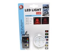 Verpackte LED-Beleuchtung f�r Poppy Lufterfrischer. Runde Einheit mit 5 LEDs und Steuerung f�r 7 Farben und Dimmfunktion.