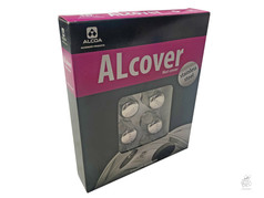 Eine schwarze und pinke ALCOA ALcover Box mit gl�nzenden Edelstahl Radmuttern.
