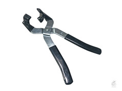 Silberne Zange mit schwarzen Griffen f�r Alcoa Radmuttern.