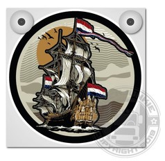 Platte f�r Leuchtkasten mit detailreichem Segelschiff-Motiv "Flying Dutchman" in Braun- und Beiget�nen.