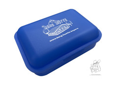 Blaue, wiederverwendbare Fanbox Berg H�tte aus Kunststoff mit 