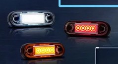 LED-Begrenzungsleuchten in Wei�, Rot und Orange, jeweils mit 4 LEDs.