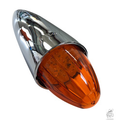 Verchromte Torpedo Toplampe f�r LKW mit orangefarbener LED-Linse.