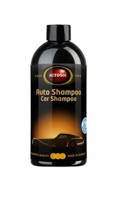 Schwarze Flasche AUTOSOL Auto Shampoo mit goldener Beschriftung und klassischem Auto-Motiv.