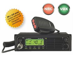 Schwarzes Albrecht AE 6491 NRC CB-Funkger�t mit gr�nem Display, Mikrofon und NRC/VOX-Symbolen.