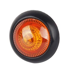 Runde, flache LED Markierungsleuchte mit schwarzem Geh�use und orangefarbener Linse.
