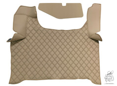 Beiger, gesteppter Kunstleder-Einbautunnel f�r MAN TGX ab 2020 und ein passendes, flaches Element.