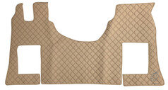 Einteiliges Bodenset aus beigem, gestepptem Kunstleder mit Rautenmuster f�r LKW.