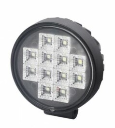 Runde schwarze LED Arbeitsleuchte mit mehreren quadratischen LED-Elementen im Aluminiumgeh�use.