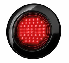 Runde, schwarze Heckleuchte mit klar get�nter Polycarbonat-Linse und roten LEDs.