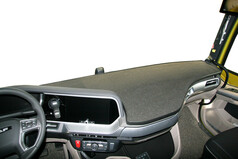 Gro�er, dunkelgrauer Tisch mit feiner Struktur, passend f�r das Armaturenbrett eines DAF LKW ab 2022.