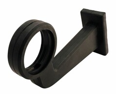 Schwarzer Gylle Gummiarm mit ringf�rmigem Ende und rechteckiger Basis.