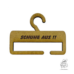 Minischalb�gel aus Holz mit Schriftzug "SCHUHE AUS !!"