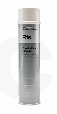 Silberne Spr�hdose Koch Chemie Kcu-Reifenschaum mit wei�em Deckel.