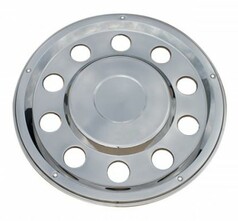 Gl�nzende, flache Radzierblende aus Chrom f�r LKW-Hinterachsen.