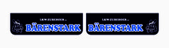 Paar schwarze LKW-Schmutzf�nger mit blauem "B�RENSTARK" und wei�em "LKW-ZUBEHOER.de" Aufdruck.