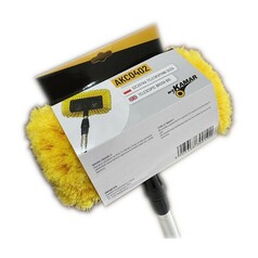 Gelbe Teleskop-Waschb�rste mit silber-schwarzem Stiel in der Verpackung.