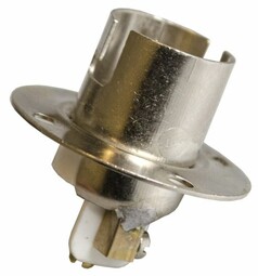Silberne Lampenfassung mit Schraubbefestigung f�r BA15S Gl�hlampen.