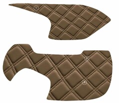 Zweiteilige Armaturabdeckung aus braunem Waffel-Kunstleder mit Rautensteppung f�r DAF XG/XG+.