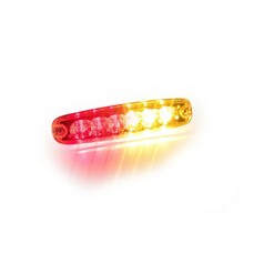Micro LED-Heckleuchte f�r LKW, leuchtet rot und gelb. Das transparente Geh�use zeigt die LEDs.