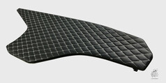 Schwarzer Kunstleder-Tisch f�r DAF XG/XG+ mit wei�er Rautensteppung.