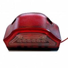 Rote Kennzeichenleuchte aus Kunststoff mit transparentem Bereich f�r wei�e LEDs und schwarzer Basis.