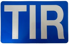 Hellblaues Aluminiumschild mit 3D-gepr�gtem, silbernem Schriftzug 