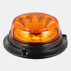 Bernsteinfarbene LED-Rundumleuchte mit schwarzem Geh�use f�r Oberfl�chenmontage.