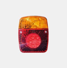 Rotes und bernsteinfarbenes SWEDSTUFF LKW-R�cklicht aus Polycarbonat mit LEDs.