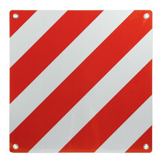 Reflektierende Warntafel f�r �berstehende Ladung aus Aluminium mit roten und wei�en Diagonalstreifen und �sen.