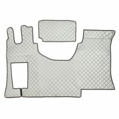 Helles, gestepptes Kunstleder Bodenset f�r LKW. Die einteilige Hauptmatte und eine separate Matte haben eine schwarze Umrandung.