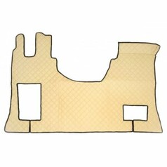 Einteiliges Bodenset aus creme Kunstleder mit schwarzer Umrandung und Rautensteppung f�r LKW.