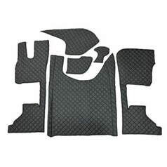 Schwarzes, gestepptes Kunstleder Bodenset f�r LKW, inklusive Tunnel, Fu�matten und Ablagedeckchen.