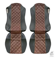 Sitzbez�ge Fahrer und Beifahrer Innen in dunkelbraun und Au�en in schwarz