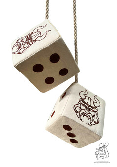 W�rfel creme mit Wikinger Stick in braun