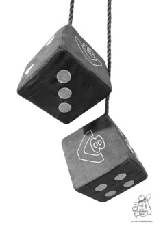 W�rfel grau mit V8 Stick in wei�