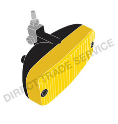 Aufkleber mit gelbem Talmu-Lichtmotiv, gerippter Oberfl�che und schwarzem Geh�use.